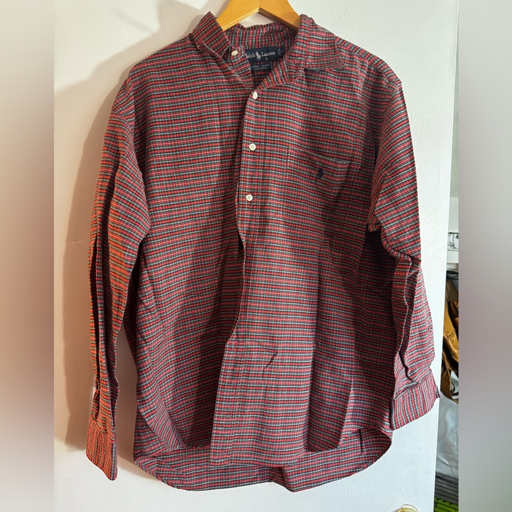 Ralph Lauren Green and Red Checkered Polo